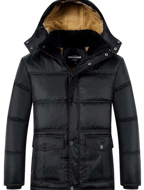 Sale OUKU Men's Winter Coat Winter Jacket Puffer Jacket Quilted Jacket Camping & Hiking Warm Winter Solid Color Bright Black Black Puffer Jacket