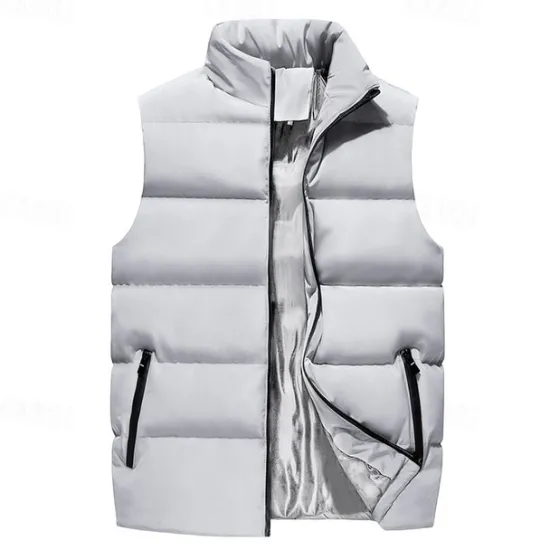 New OUKU Men's Winter Coat Winter Jacket Puffer Vest Gilet Quilted Vest Cardigan Casual Camping & Hiking Winter Pocket Polyester Windproof Warm Casual Solid / Plain Color Standing Collar Black Red Blue Gray