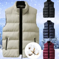 New OUKU Men's Winter Coat Winter Jacket Puffer Vest Gilet Quilted Vest Cardigan Casual Camping & Hiking Winter Pocket Polyester Windproof Warm Casual Solid / Plain Color Standing Collar Black Red Blue Gray