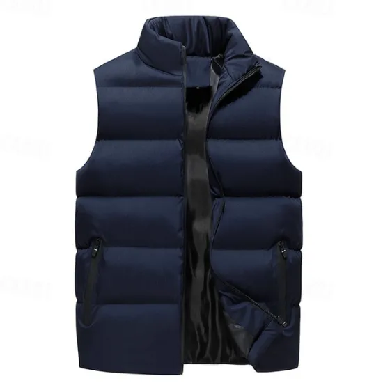 New OUKU Men's Winter Coat Winter Jacket Puffer Vest Gilet Quilted Vest Cardigan Casual Camping & Hiking Winter Pocket Polyester Windproof Warm Casual Solid / Plain Color Standing Collar Black Red Blue Gray
