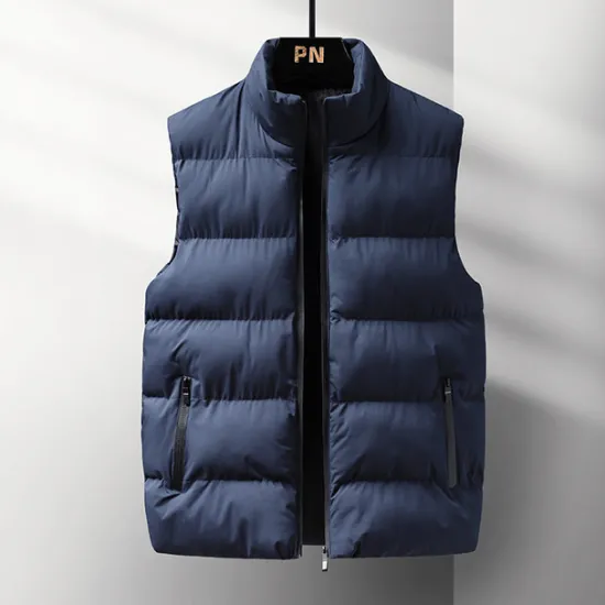 New OUKU Men's Winter Coat Winter Jacket Puffer Vest Gilet Quilted Vest Cardigan Casual Camping & Hiking Winter Pocket Polyester Windproof Warm Casual Solid / Plain Color Standing Collar Black Red Blue Gray