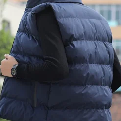 New OUKU Men's Winter Coat Winter Jacket Puffer Vest Gilet Quilted Vest Cardigan Casual Camping & Hiking Winter Pocket Polyester Windproof Warm Casual Solid / Plain Color Standing Collar Black Red Blue Gray