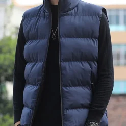 New OUKU Men's Winter Coat Winter Jacket Puffer Vest Gilet Quilted Vest Cardigan Casual Camping & Hiking Winter Pocket Polyester Windproof Warm Casual Solid / Plain Color Standing Collar Black Red Blue Gray
