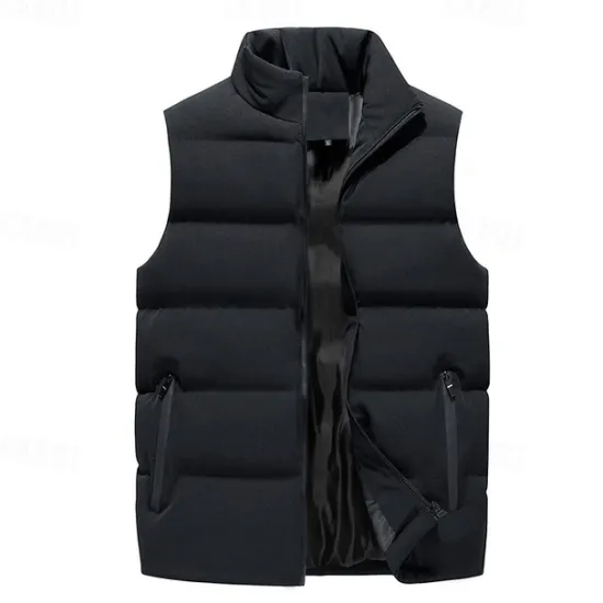 New OUKU Men's Winter Coat Winter Jacket Puffer Vest Gilet Quilted Vest Cardigan Casual Camping & Hiking Winter Pocket Polyester Windproof Warm Casual Solid / Plain Color Standing Collar Black Red Blue Gray