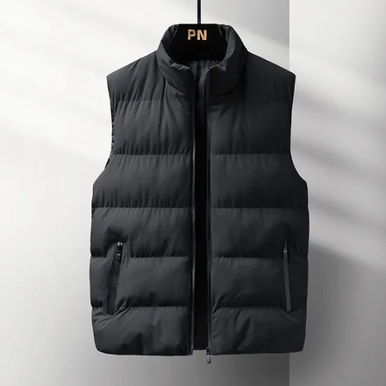 New OUKU Men's Winter Coat Winter Jacket Puffer Vest Gilet Quilted Vest Cardigan Casual Camping & Hiking Winter Pocket Polyester Windproof Warm Casual Solid / Plain Color Standing Collar Black Red Blue Gray