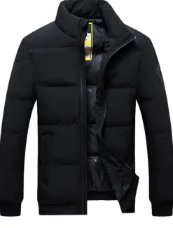 Outlet OUKU Men's Winter Coat Winter Jacket Puffer Jacket Quilted Jacket Pocket Zipper Pocket Going out Casual Daily Hiking Windproof Warm Winter Pure Color Black Red Green Gray Puffer Jacket