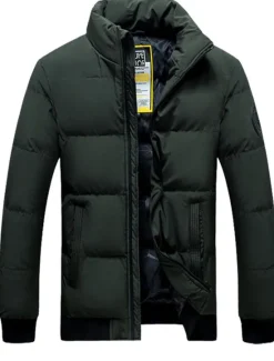Outlet OUKU Men's Winter Coat Winter Jacket Puffer Jacket Quilted Jacket Pocket Zipper Pocket Going out Casual Daily Hiking Windproof Warm Winter Pure Color Black Red Green Gray Puffer Jacket