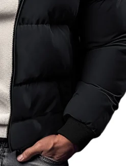 Best OUKU Men's Winter Coat Winter Jacket Puffer Jacket Zipper Pocket Polyster Pocket Office & Career Date Casual Daily Regular Keep Warm Thermal Warm Windproof Outdoor Winter Solid / Plain Color Black Red