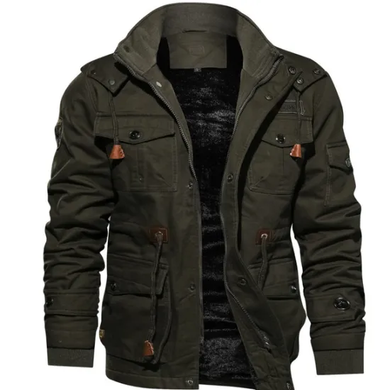 Best OUKU Men's Winter Coat Winter Jacket Fleece Jacket Work Jacket Street Casual Windproof Warm Fall Winter Tactical Cotton ArmyGreen Black khaki Jacket