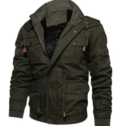 Best OUKU Men's Winter Coat Winter Jacket Fleece Jacket Work Jacket Street Casual Windproof Warm Fall Winter Tactical Cotton ArmyGreen Black khaki Jacket