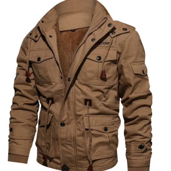 Best OUKU Men's Winter Coat Winter Jacket Fleece Jacket Work Jacket Street Casual Windproof Warm Fall Winter Tactical Cotton ArmyGreen Black khaki Jacket