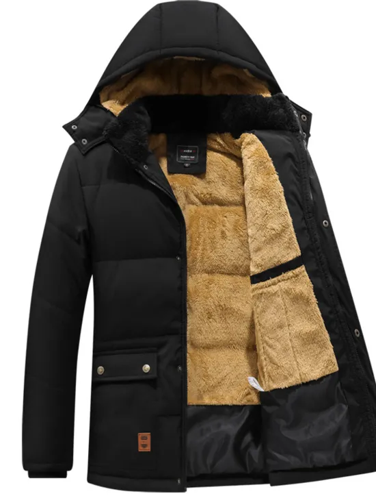 OUKU Men's Winter Coat Winter Jacket Puffer Jacket Fleece Jacket Zipper Pocket Polyster Pocket Outdoor Date Casual Daily Regular Fashion Casual Windproof Warm Winter Plain Puffer Jacket Black