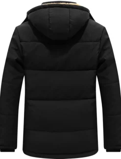 OUKU Men's Winter Coat Winter Jacket Puffer Jacket Fleece Jacket Zipper Pocket Polyster Pocket Outdoor Date Casual Daily Regular Fashion Casual Windproof Warm Winter Plain Puffer Jacket Black