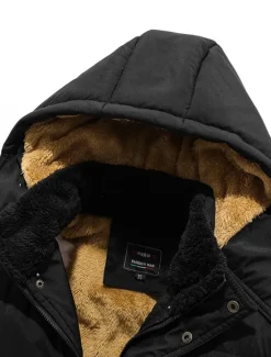 OUKU Men's Winter Coat Winter Jacket Puffer Jacket Fleece Jacket Zipper Pocket Polyster Pocket Outdoor Date Casual Daily Regular Fashion Casual Windproof Warm Winter Plain Puffer Jacket Black