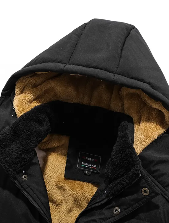 OUKU Men's Winter Coat Winter Jacket Puffer Jacket Fleece Jacket Zipper Pocket Polyster Pocket Outdoor Date Casual Daily Regular Fashion Casual Windproof Warm Winter Plain Puffer Jacket Black
