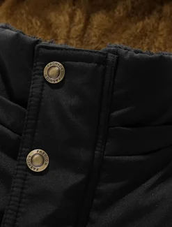 OUKU Men's Winter Coat Winter Jacket Puffer Jacket Fleece Jacket Zipper Pocket Polyster Pocket Outdoor Date Casual Daily Regular Fashion Casual Windproof Warm Winter Plain Puffer Jacket Black