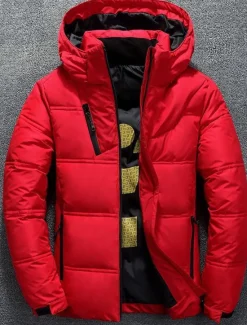 New OUKU Men's Winter Coat Winter Jacket Down Jacket Puffer Jacket Pocket Office & Career Date Casual Daily Outdoor Casual Sports Winter Solid / Plain Color Dark Grey Black Puffer Jacket