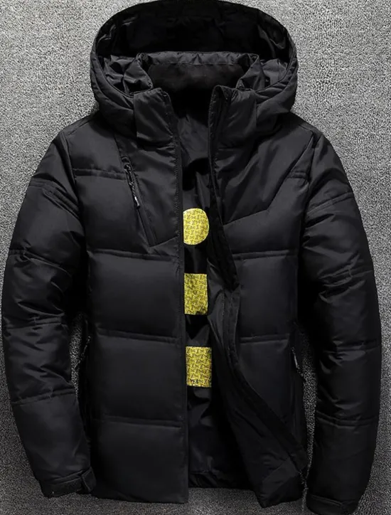 New OUKU Men's Winter Coat Winter Jacket Down Jacket Puffer Jacket Pocket Office & Career Date Casual Daily Outdoor Casual Sports Winter Solid / Plain Color Dark Grey Black Puffer Jacket