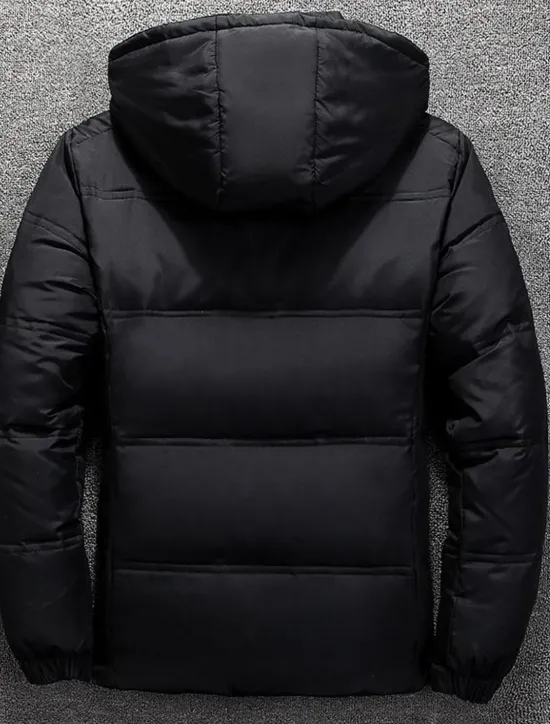 New OUKU Men's Winter Coat Winter Jacket Down Jacket Puffer Jacket Pocket Office & Career Date Casual Daily Outdoor Casual Sports Winter Solid / Plain Color Dark Grey Black Puffer Jacket