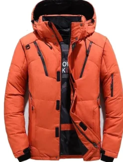 Discount OUKU Men's Winter Coat Winter Jacket Puffer Jacket Zipper Pocket Polyster Pocket Outdoor Date Casual Daily Regular Fashion Casual Thermal Warm Windproof Winter Plain Black Blue Orange Army Green Puffer