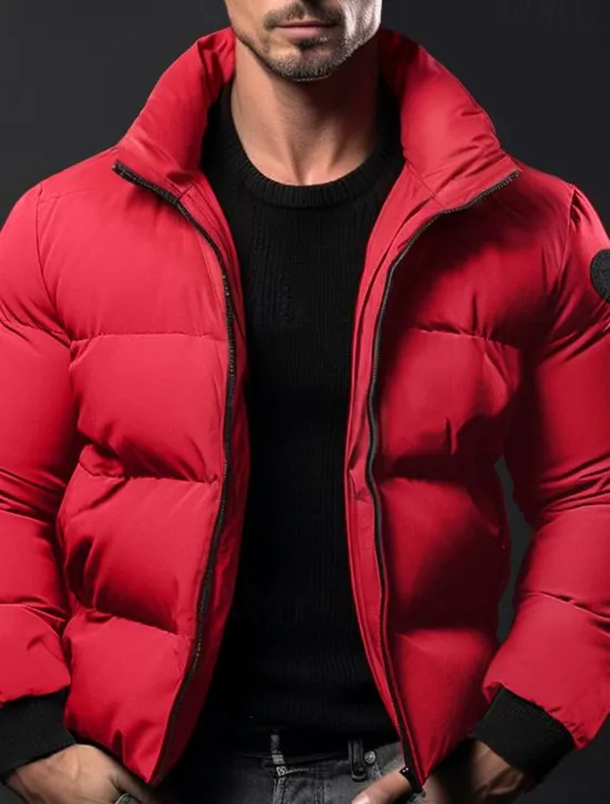 Best OUKU Men's Winter Coat Winter Jacket Puffer Jacket Zipper Pocket Polyster Pocket Outdoor Date Casual Daily Regular Fashion Casual Thermal Warm Windproof Winter Plain Black Red Army Green Gray Puffer Jacket