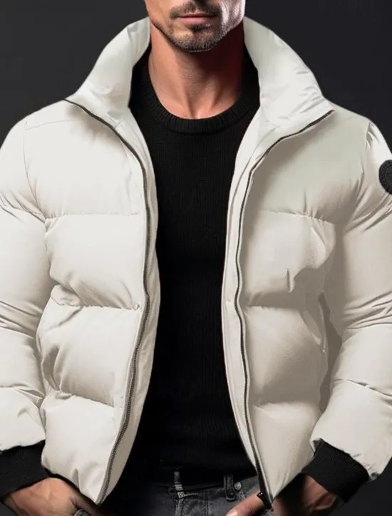 Best OUKU Men's Winter Coat Winter Jacket Puffer Jacket Zipper Pocket Polyster Pocket Outdoor Date Casual Daily Regular Fashion Casual Thermal Warm Windproof Winter Plain Black Red Army Green Gray Puffer Jacket