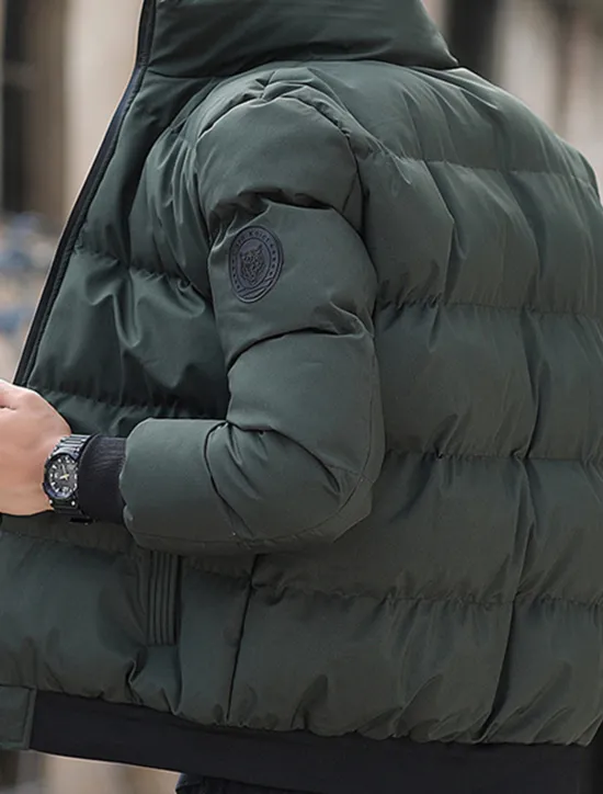 Best OUKU Men's Winter Coat Winter Jacket Puffer Jacket Zipper Pocket Polyster Pocket Outdoor Date Casual Daily Regular Fashion Casual Thermal Warm Windproof Winter Plain Black Red Army Green Gray Puffer Jacket