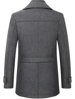 Outlet OUKU Men's Winter Coat Wool Coat Overcoat Short Coat Business Casual Fall & Winter Wool Blend Outerwear Clothing Apparel Basic Solid Colored Notch lapel collar Zipper
