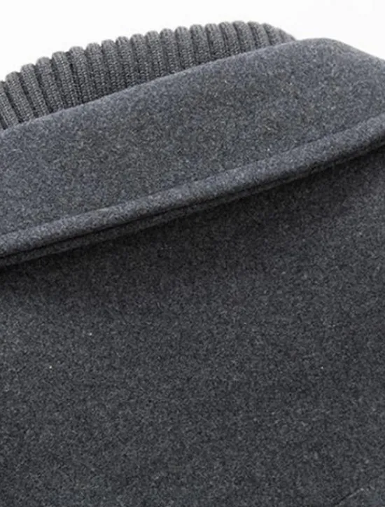 Best OUKU Men's Winter Coat Wool Coat Overcoat Business Casual Winter 30% Wool Windproof Warm Outerwear Clothing Apparel Chic & Modern Solid Colored Rolled collar