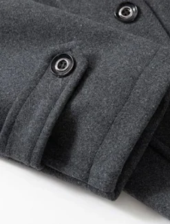 Best OUKU Men's Winter Coat Wool Coat Overcoat Business Casual Winter 30% Wool Windproof Warm Outerwear Clothing Apparel Chic & Modern Solid Colored Rolled collar