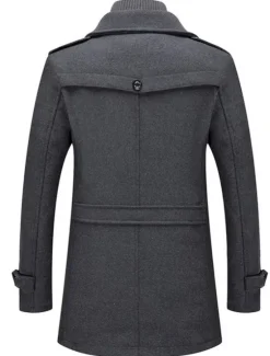 Best OUKU Men's Winter Coat Wool Coat Overcoat Business Casual Winter 30% Wool Windproof Warm Outerwear Clothing Apparel Chic & Modern Solid Colored Rolled collar