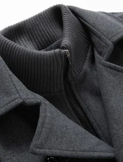 Best OUKU Men's Winter Coat Wool Coat Overcoat Business Casual Winter 30% Wool Windproof Warm Outerwear Clothing Apparel Chic & Modern Solid Colored Rolled collar