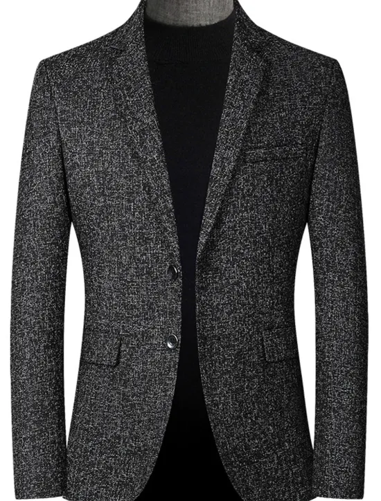 OUKU Men's Winter Coat Wool Coat Overcoat Short Coat Blazer Formal Daily Wear Fall Winter Terylene Thermal Warm Outdoor Outerwear Clothing Apparel Fashion Modern Contemporary Plaid Pocket Turndown Single