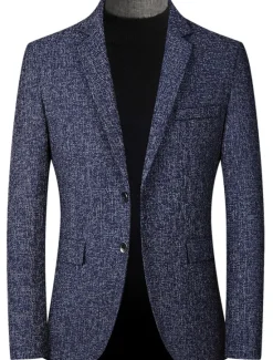 OUKU Men's Winter Coat Wool Coat Overcoat Short Coat Blazer Formal Daily Wear Fall Winter Terylene Thermal Warm Outdoor Outerwear Clothing Apparel Fashion Modern Contemporary Plaid Pocket Turndown Single