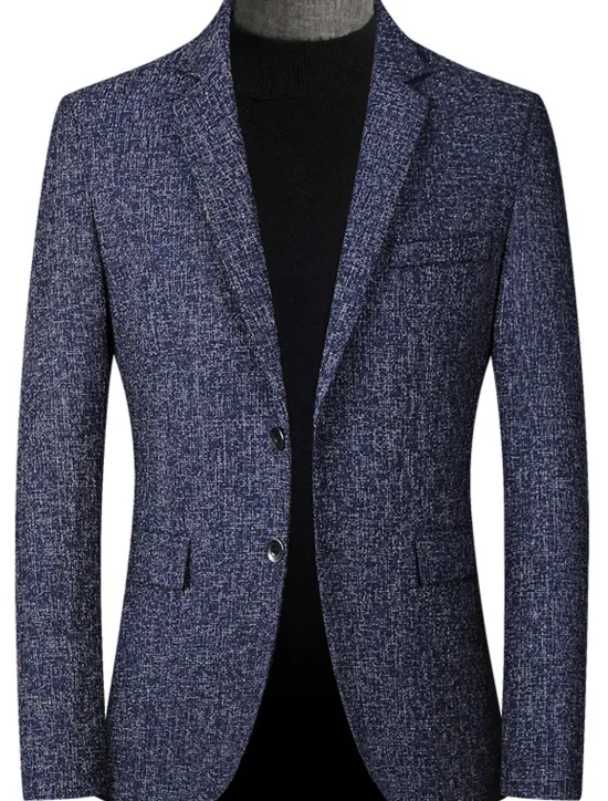 OUKU Men's Winter Coat Wool Coat Overcoat Short Coat Blazer Formal Daily Wear Fall Winter Terylene Thermal Warm Outdoor Outerwear Clothing Apparel Fashion Modern Contemporary Plaid Pocket Turndown Single