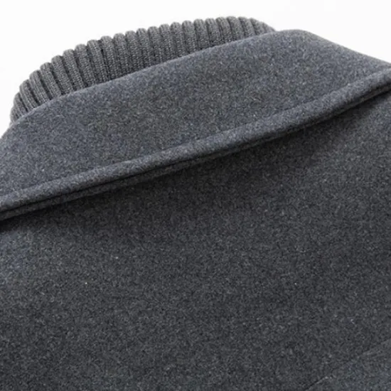 OUKU Men's Winter Coat Wool Coat Overcoat Business Casual Spring Winter Autumn Wool Windproof Warm Outerwear Clothing Apparel Active Chic & Modern Solid Colored Rolled collar Black