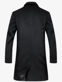 OUKU Men's Winter Coat Wool Coat Overcoat Work Street Winter Wool Windproof Warm Outerwear Clothing Apparel Solid Colored Notch lapel collar