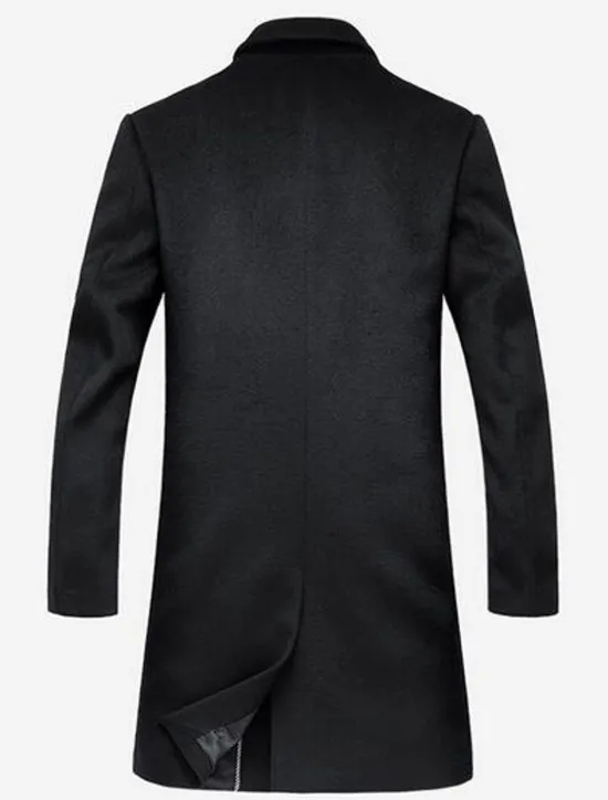 OUKU Men's Winter Coat Wool Coat Overcoat Work Street Winter Wool Windproof Warm Outerwear Clothing Apparel Solid Colored Notch lapel collar