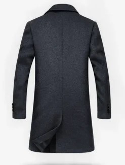 OUKU Men's Winter Coat Wool Coat Overcoat Work Street Winter Wool Windproof Warm Outerwear Clothing Apparel Solid Colored Notch lapel collar
