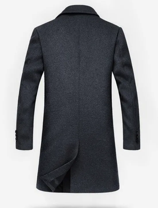 OUKU Men's Winter Coat Wool Coat Overcoat Work Street Winter Wool Windproof Warm Outerwear Clothing Apparel Solid Colored Notch lapel collar