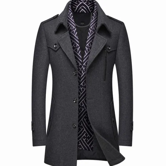 Outlet OUKU Men's Winter Coat Wool Coat Overcoat Business Casual Winter Wool Outerwear Clothing Apparel Notch lapel collar