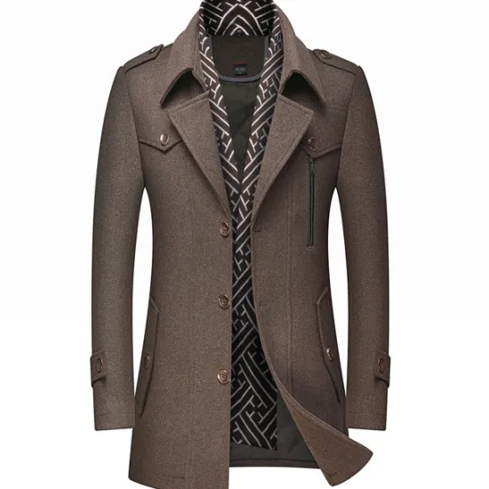 Outlet OUKU Men's Winter Coat Wool Coat Overcoat Business Casual Winter Wool Outerwear Clothing Apparel Notch lapel collar