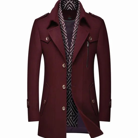 Outlet OUKU Men's Winter Coat Wool Coat Overcoat Business Casual Winter Wool Outerwear Clothing Apparel Notch lapel collar
