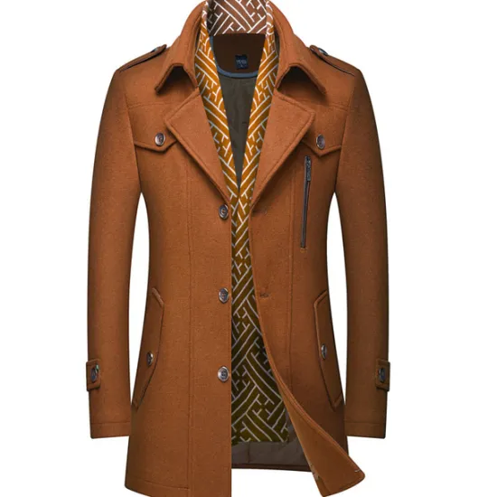 Outlet OUKU Men's Winter Coat Wool Coat Overcoat Business Casual Winter Wool Outerwear Clothing Apparel Notch lapel collar