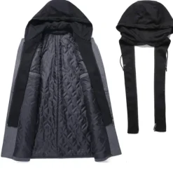 Outlet OUKU Men's Winter Coat Wool Coat Overcoat Daily Wear Going out Winter Wool Thermal Warm Washable Outerwear Clothing Apparel Fashion Warm Ups Solid Colored Detachable Hood Hooded Single Breasted