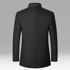 Best OUKU Men's Winter Coat Wool Coat Trench Coat Daily Vacation Fall & Winter Polyester Thermal Warm Outerwear Clothing Apparel Fashion Classic Plain Pocket Stand Collar Single Breasted