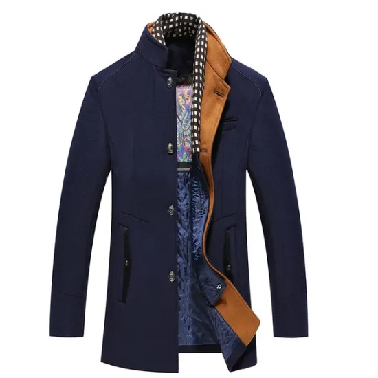 Clearance OUKU Men's Winter Coat Wool Coat Overcoat Business Casual Winter 52% Wool Windproof Warm Outerwear Clothing Apparel Stylish Classic & Timeless non-printing Solid Color Pocket Stand Collar Single Breasted