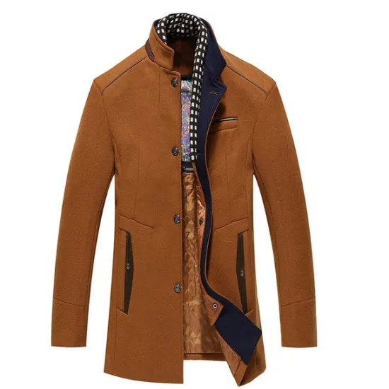 Clearance OUKU Men's Winter Coat Wool Coat Overcoat Business Casual Winter 52% Wool Windproof Warm Outerwear Clothing Apparel Stylish Classic & Timeless non-printing Solid Color Pocket Stand Collar Single Breasted