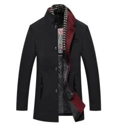 Clearance OUKU Men's Winter Coat Wool Coat Overcoat Business Casual Winter 52% Wool Windproof Warm Outerwear Clothing Apparel Stylish Classic & Timeless non-printing Solid Color Pocket Stand Collar Single Breasted