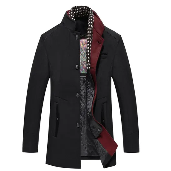 Clearance OUKU Men's Winter Coat Wool Coat Overcoat Business Casual Winter 52% Wool Windproof Warm Outerwear Clothing Apparel Stylish Classic & Timeless non-printing Solid Color Pocket Stand Collar Single Breasted